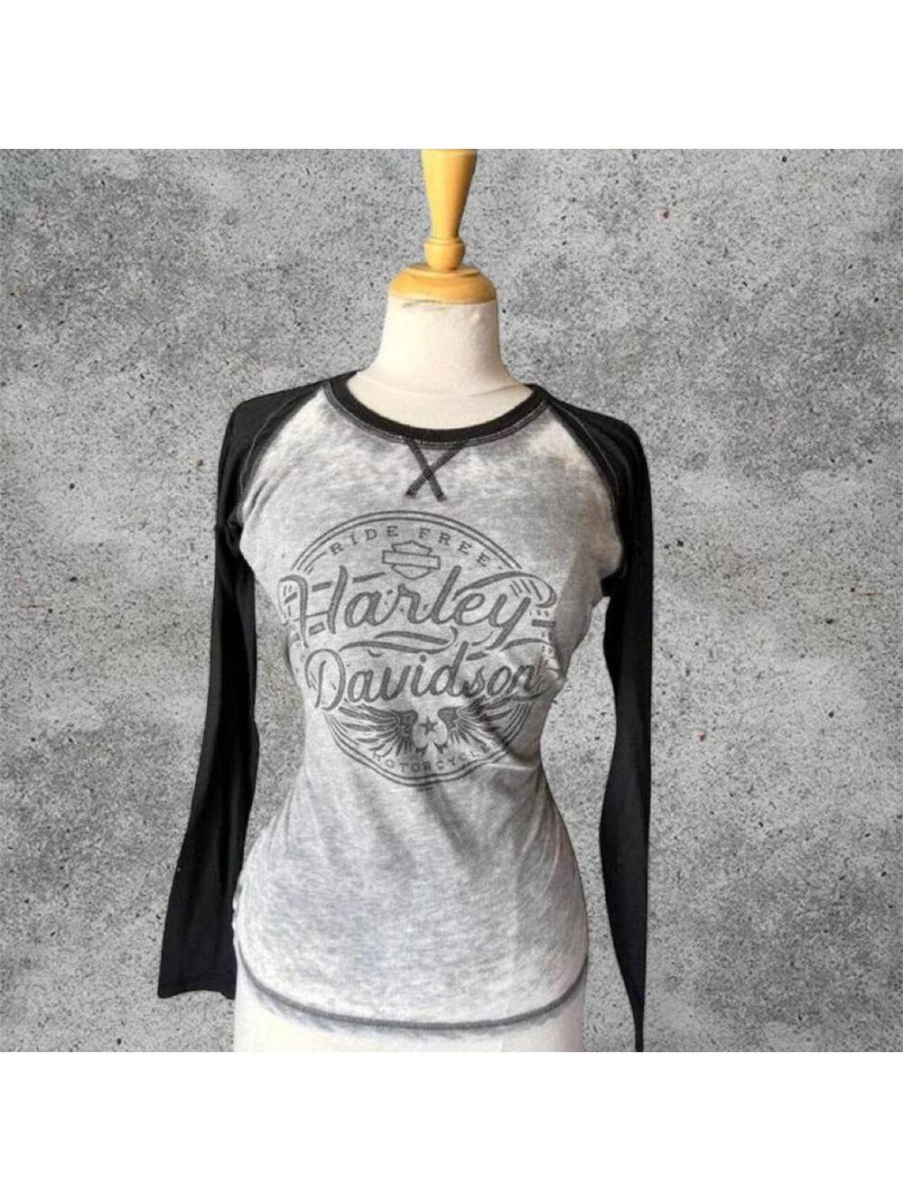 Harley Davidson black and grey 3/4 sleeves shirt